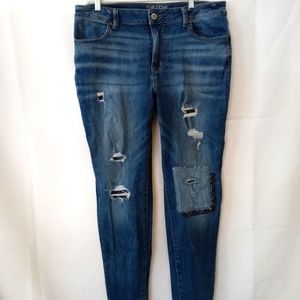 Maurices brand stretch denim high rise distressed skinny Jeans size XL